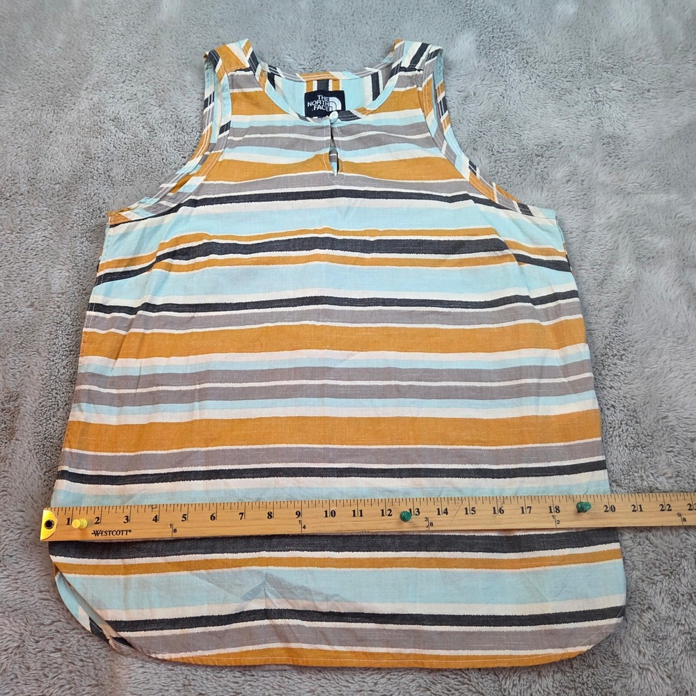 The North Face Striped Sleeveless Tank Top Womens‎ Medium Blue Yellow Cotton